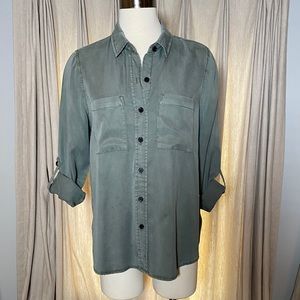 Soft, khaki, button down blouse